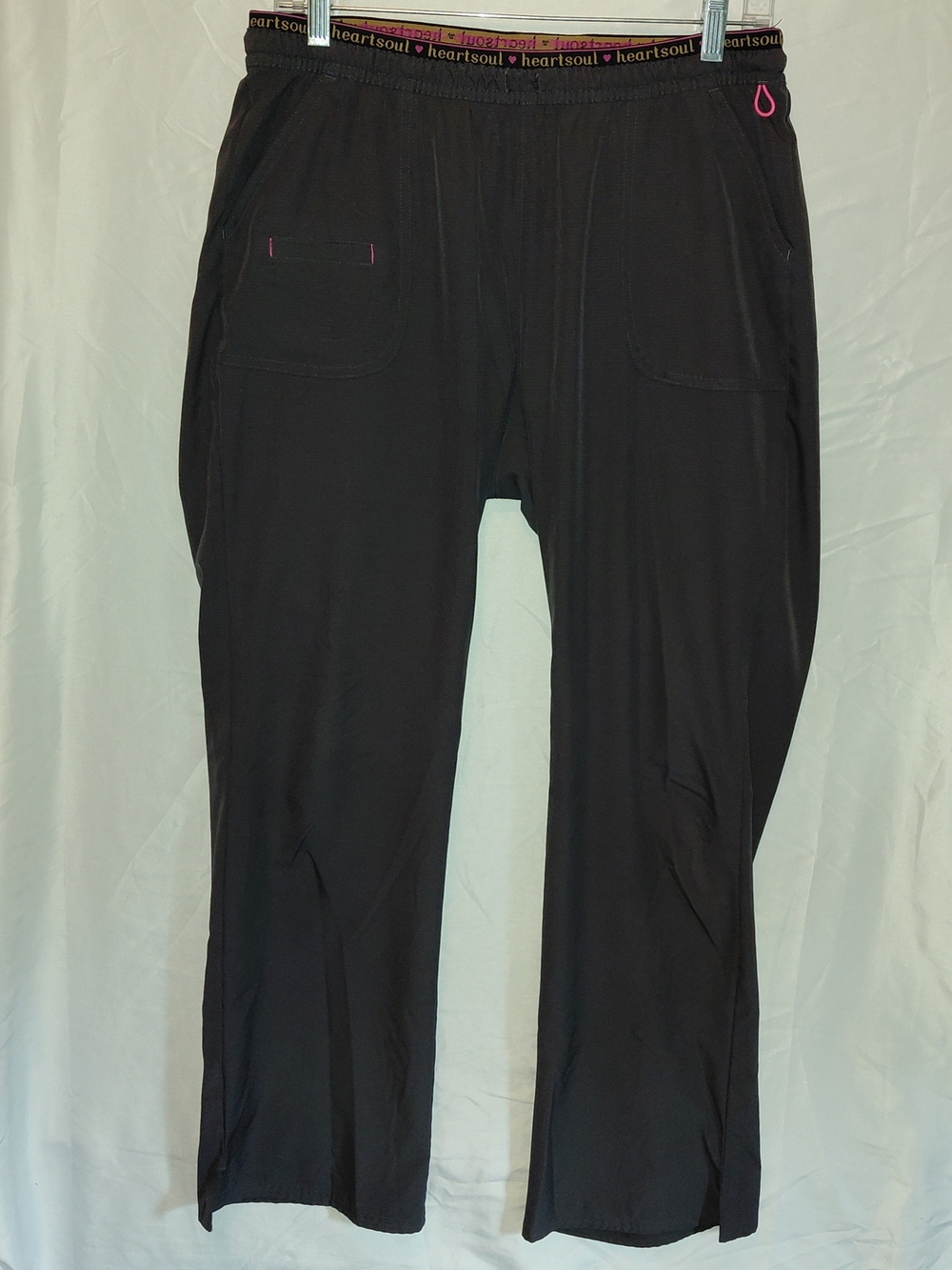 HeartSoul Gray Women's Scrub Pants with Pink Trim #2534